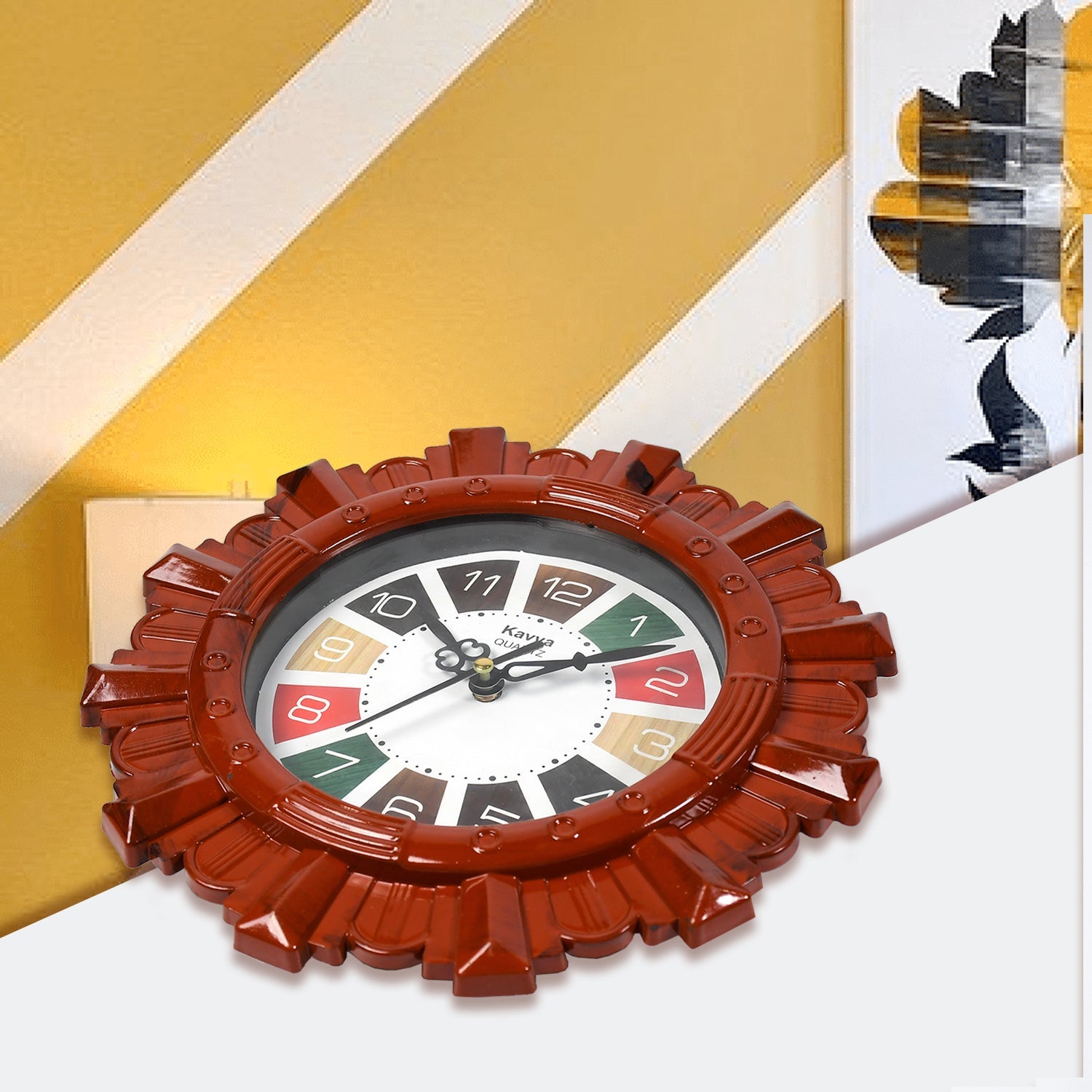 4918 Wooden Look Designer Wall Clock Plastic Decorative Latest Wall Clock Battery Operated Round Easy to Read for Room/Home/Kitchen/Bedroom/Office/School DeoDap 4918 Wooden Look Designer Wall Clock Plastic Decorative Latest Wall Clock Battery Operated Round Easy to Read for Room/Home/Kitchen/Bedroom/Office/School DeoDap